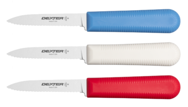 SANI-SAFE® 3 pack Scalloped Edge Paring Knives in red, white & blue
