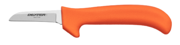 2½" wide clip pt. tender/shoulder/trim knife., orange. Hdl.