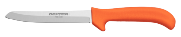 6" hollow ground deboning knife, orange handle